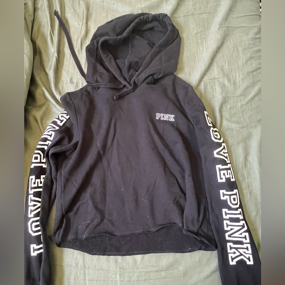 Pink cropped hoodie M